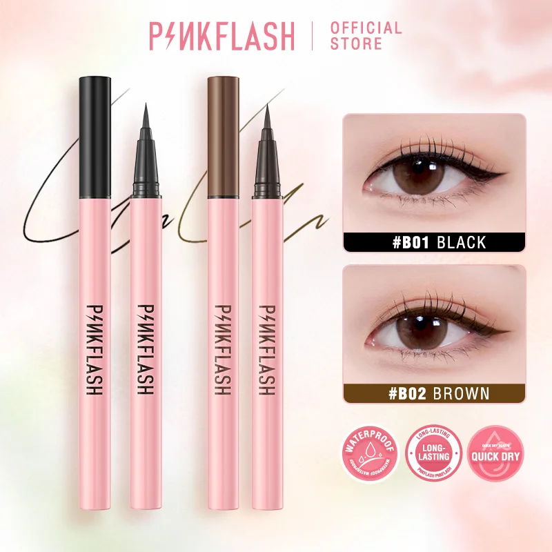 PINKFLASH vodotěsný černá kapalina eyeliner sweatproof rychleschnoucí dlouhé namyšlený matná kapalina oko liniové pero líčení oči kosmetika