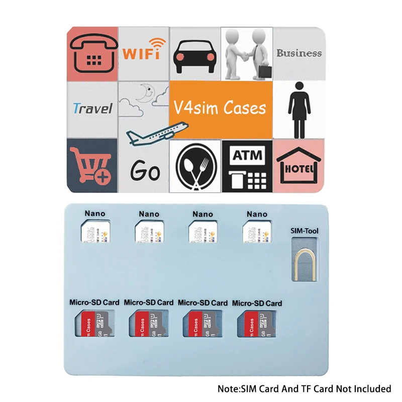 Porta Nano Card E Pin, Contiene 4 Carte Nano, 4 Pezzi Tf Card E Pin Lphone