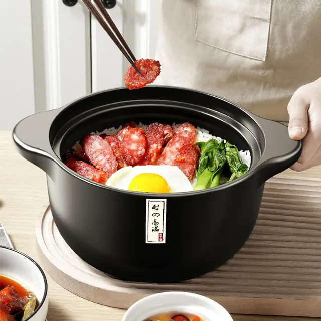 2.5L Stew Pot Casserole Ceramic Saucepan High Temperature Resistant Cooking Pan Gas Electric Stove Cooker for Kitchen Crock Pots 2