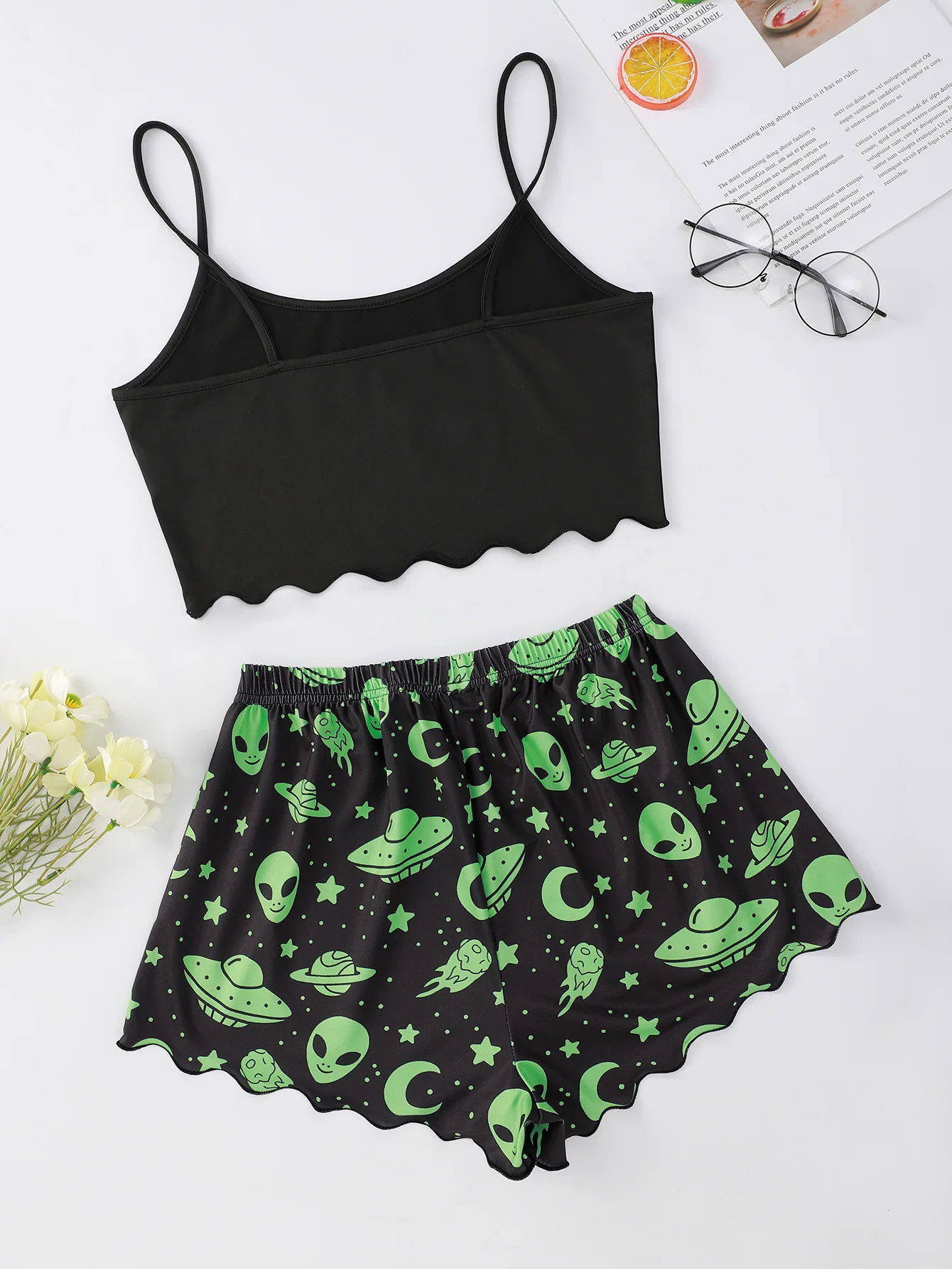 New Alien Print Camisole Top Shorts Loungewear Pajama Set Women's Pure Desire Pajamas Valentine's Day ChristmasEve BirthdayGifts 4