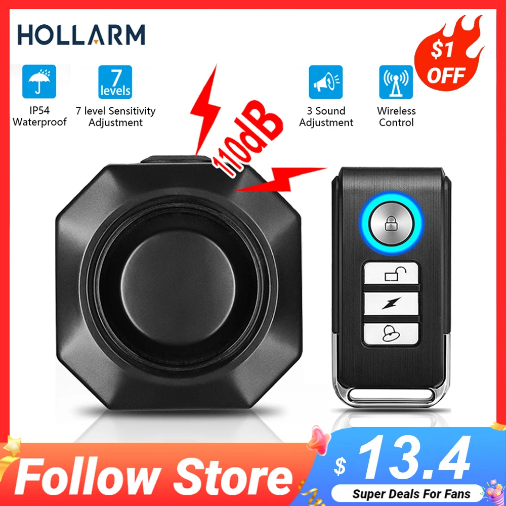 Hollarm Wireless Bike Vibration Alarm Ricarica Usb Telecomando Antifurto Moto Bike Security Detector System Allarme Bicicletta