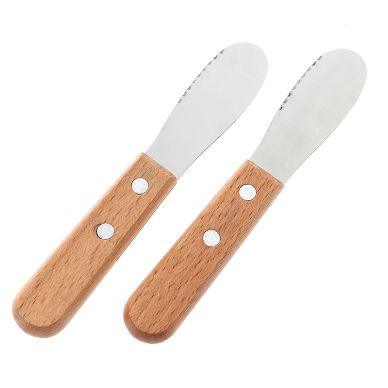 Stainless Steel Cheese Butter Spatula 1pcs Mini Small Wooden Handle Sandwich Jam Slicer Knife Cutter Spatula Kitchen Gadget butter knife cheese knife
