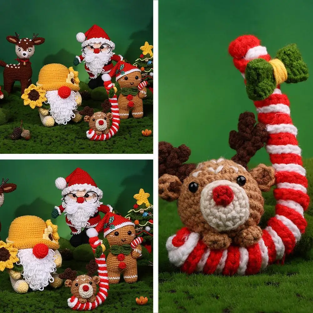 

Аксессуары для новичков, набор ручной работы для вязания, животное, рождественская елка, Санта-Клаус, Рождественский лось, вязаный комплект для начинающих Y6U2