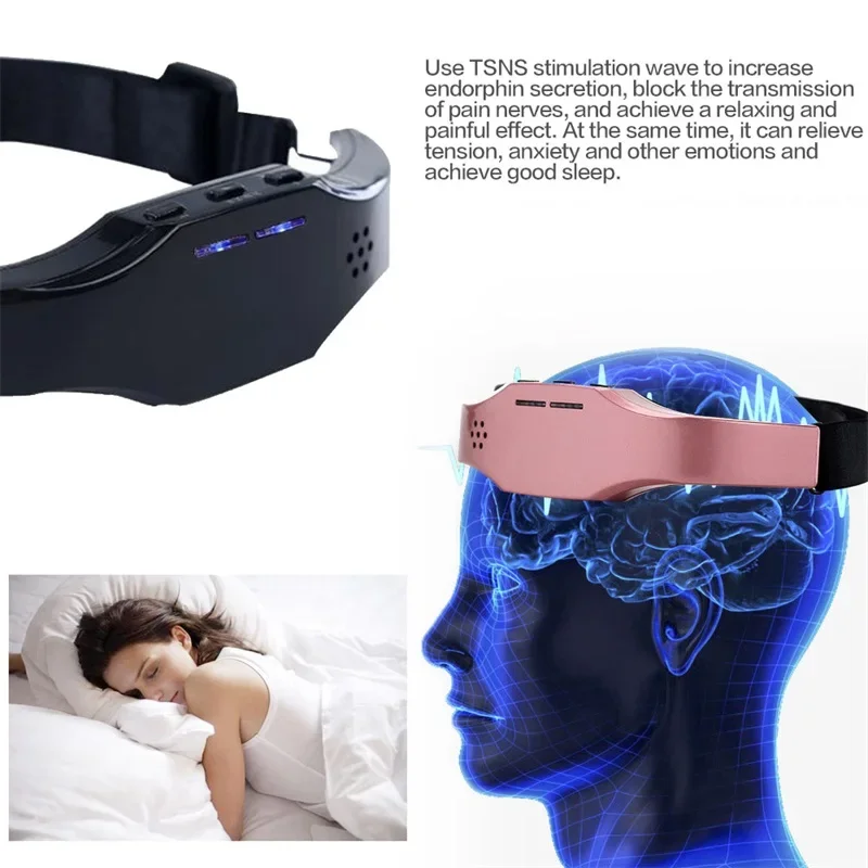 Head Massager for Electric Headache Migraine Relief Insomnia Therapy Release Stress Sleep Monitor Relax Sleeping Aid Device