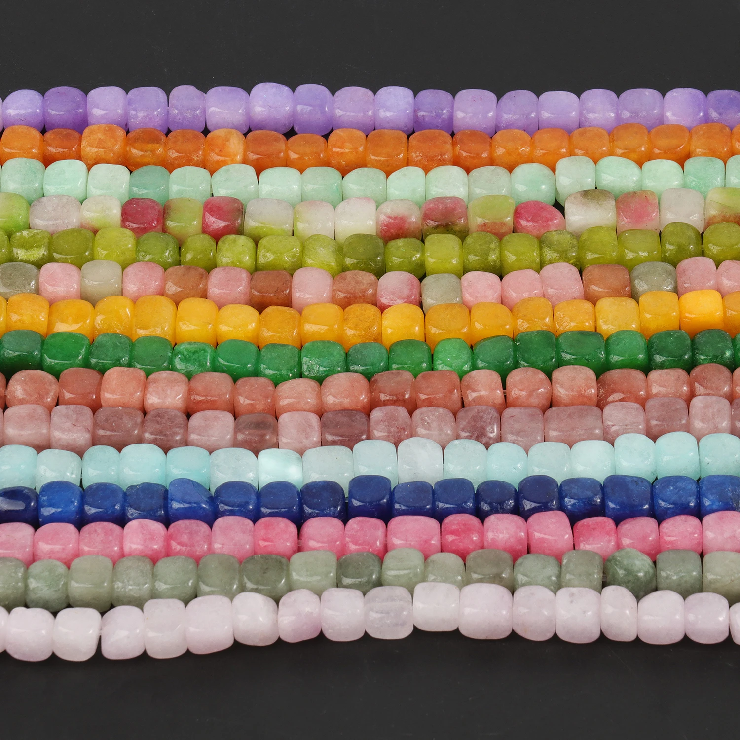 8mm 스퀘어 아쿠아 마린 Morganite 전기석 페리도트 로즈 쿼츠 스톤 비즈 쥬얼리에 대한 자연 루즈 비즈 DIY 만들기 팔찌