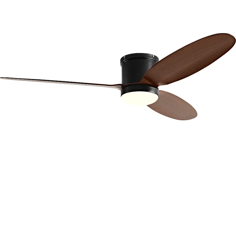 52inch Low Floor Ceiling Fan Light Black DC Remote Control Led Fan Llights Indoor Restaurant 110V 220V With Chandelier