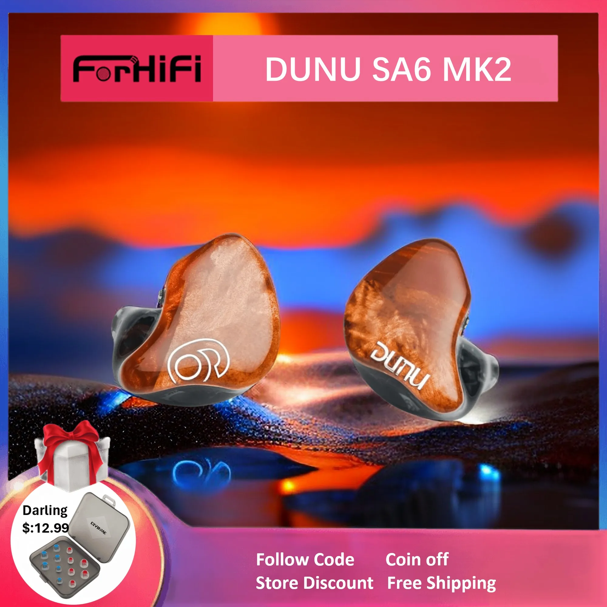 

DUNU SA6 MKII / MK2 6BA In-Ear Monitors IEMs 6 Balance Armature Drivers Earphones 2 Tuning Switch Solid Wooden Covers Headphone