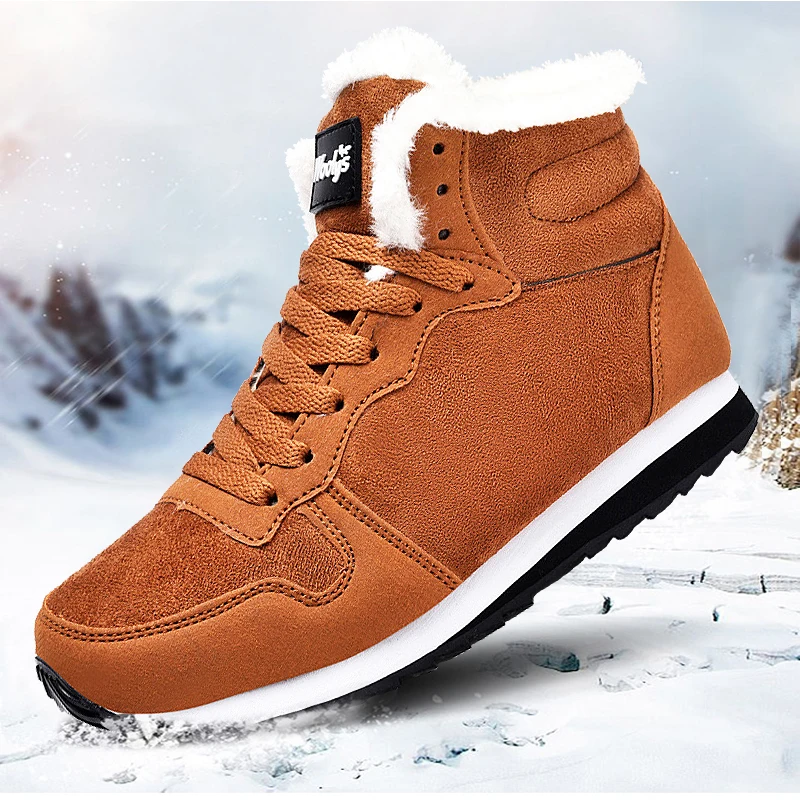 Men Boots Waterproof Winter Lightweight High Top Leather Non Slip Warm Snow Plush Women Footwear Plus 48 men sneakers outdoor boots men leather boots