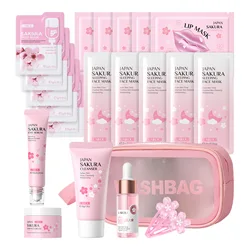 Rejuvenating Sakura Skin Care Collection - Eye & Face Serum, Lip Sleeping Mask, Cleanser, Essence, Cream, and Moisturizer Set (1 SET)