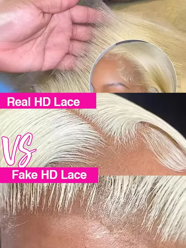 13x4 13x6 Hd 613 Blonde Straight Lace Front Wig 220 Density  Human Hair Pre Plucked Remy Brazilian Lace Frontal Wigs 36 40 Inch
