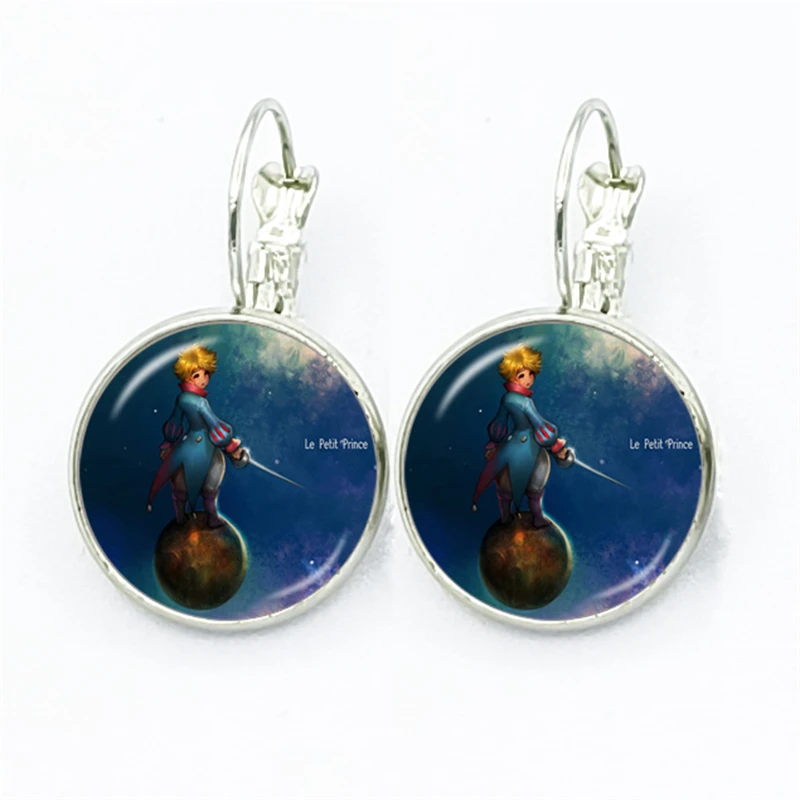 New Arrival Le Petit Prince Round Stud Earring The Little Prince Jewelry Fairy Tale Glass Cabochon Womens Earrings Gift 3