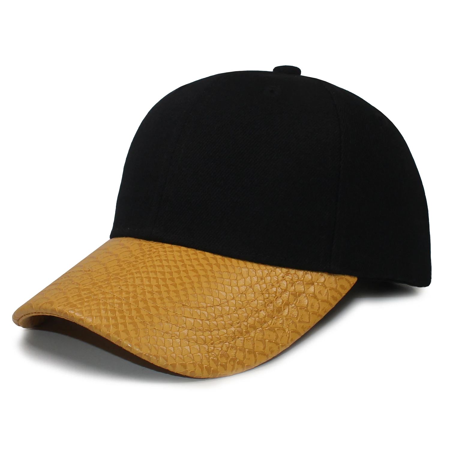 Black Crown Contrast Snakeskin Visor Outdoor Travel Sun Cap Hat Gorras Trucker Baseball Cap Hat