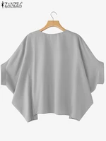 2025 Elegant Tunic Fashion Half Sleeve Women Tops ZANZEA Casual Loose Bat-wing Sleeve O Neck Blusas Solid Color Pullover - Image 5