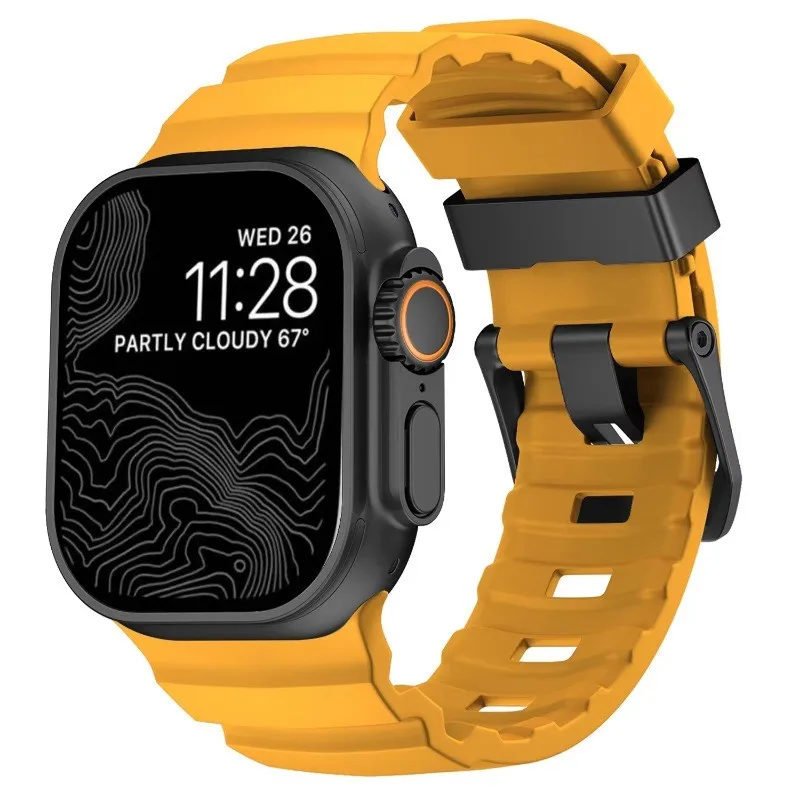 Luminous Sport Silicone & Titanium Metal Watch Band Bracelet