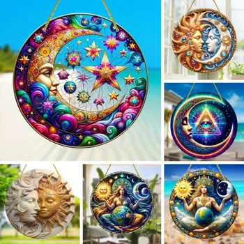 🌞🌙 Sun & Moon Harmony Sun Catchers – Acrylic Stained Glass-Style Cosmic Window Art 1