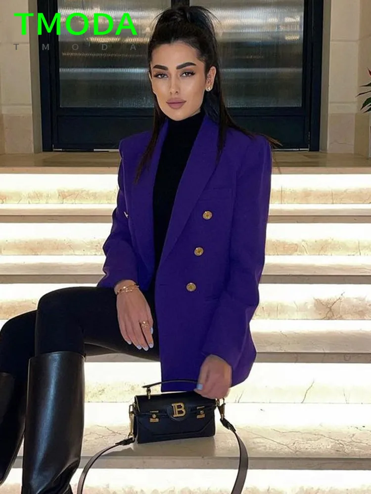 Purple Blazer Jacket Office Lady 