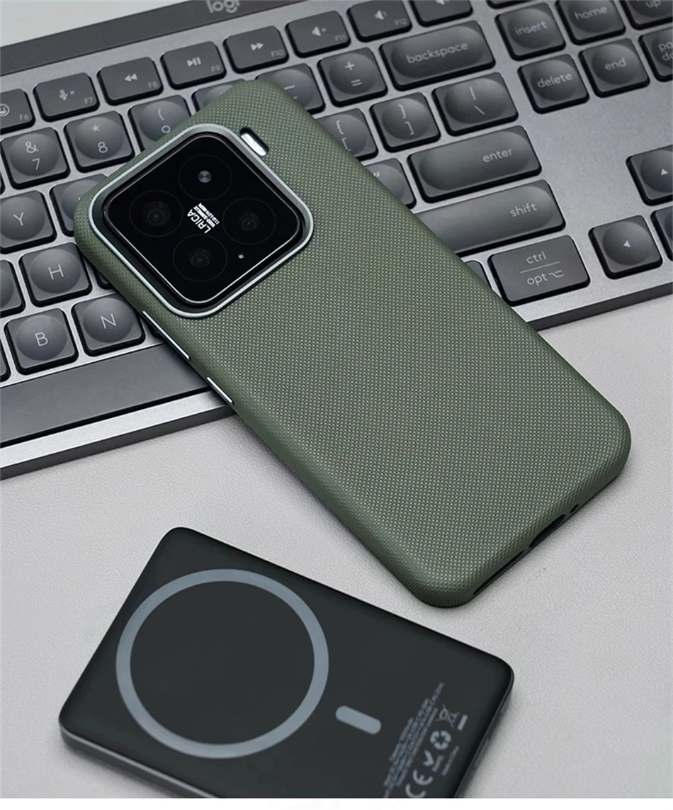 Luxury Diamonds Texture Leather MagSafe Case - Alloy Lens Wireless Charging Back Cover