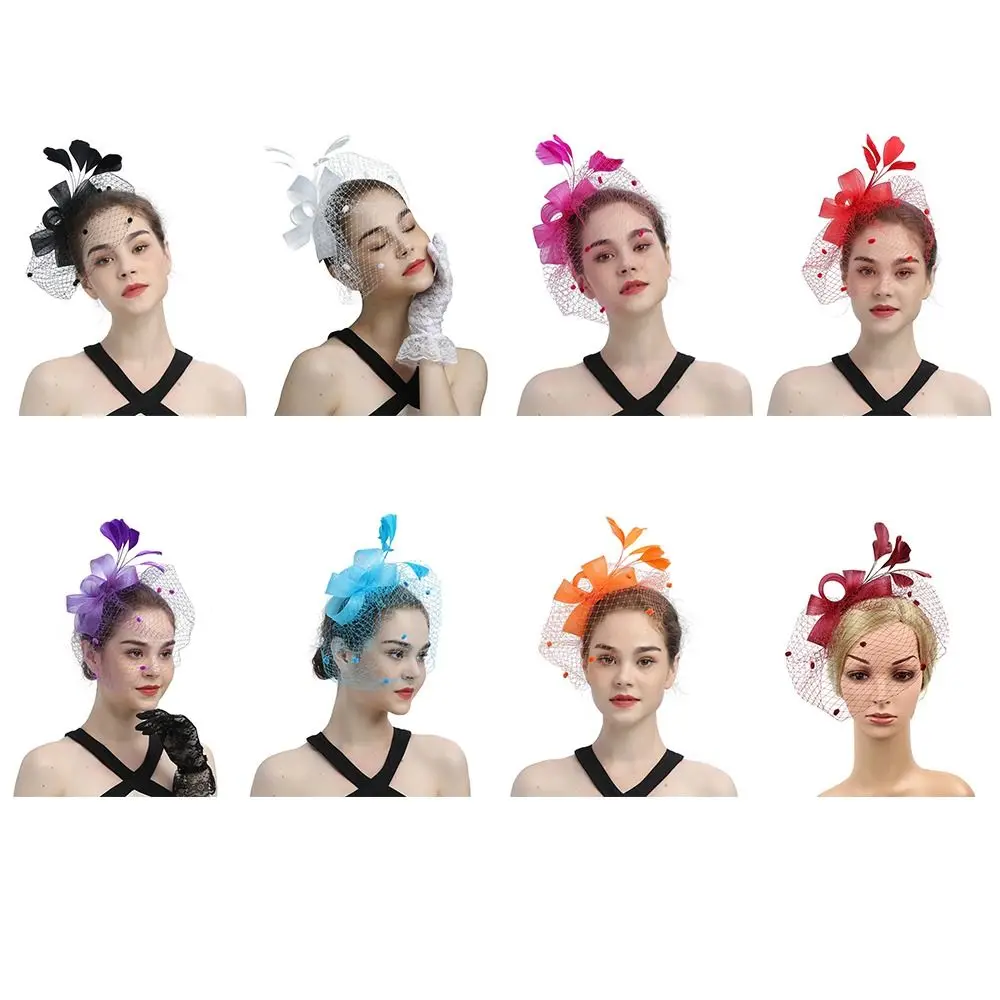 

Ladies Feather Veil Tea Party With Clip Fascinator Hat Hair Accessories