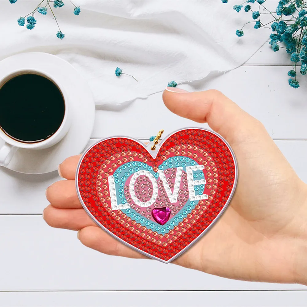 

LOVE Keychain 5D Diamond Painting Keyring Kits Bag Pendant DIY Jewelry Mosaic Woman Bag Decoration Handmade Girls Gift