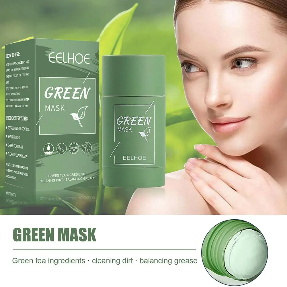 

Green Tea Clay Cleansing Mask Remove Blackhead Facial Care Clay Care Skin Anti-Acne Mask Oil Stick Control Purifying Skin N5E2