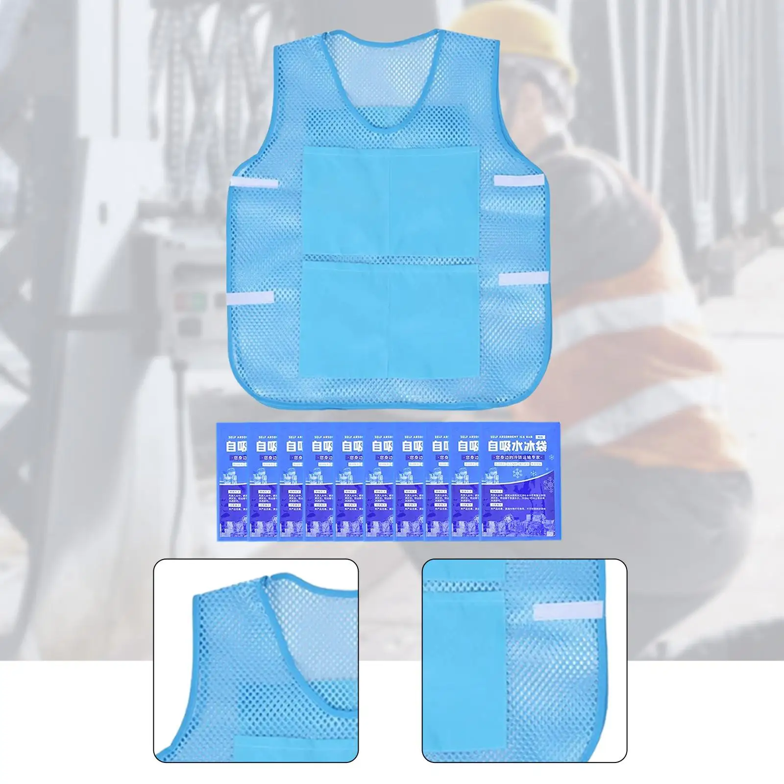 냉각 아이스 조끼 재사용 가능한 아이스 팩 다기능 남성 여성 여름 낚시 창고 하이킹 피크닉 사이클링용
