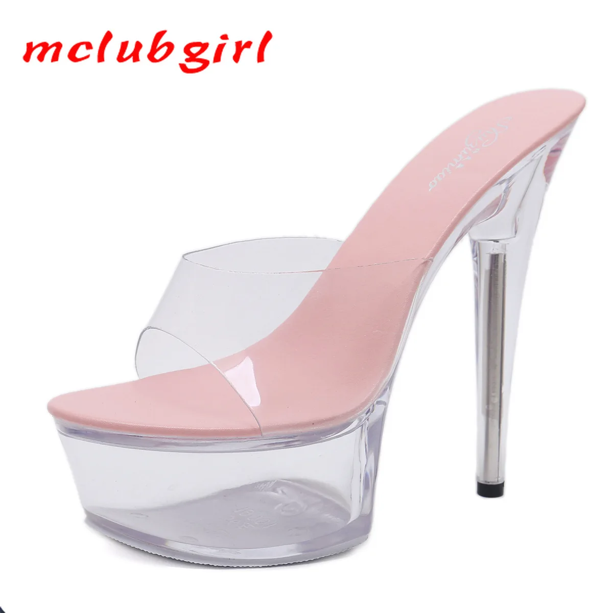 Mclubgirl Models Sexy Super 15CM Stiletto Platform Slippers Transparent Crystal Shoes Wedding Shoes High-Heel LFD women slippers women high heels platform high heels sandals