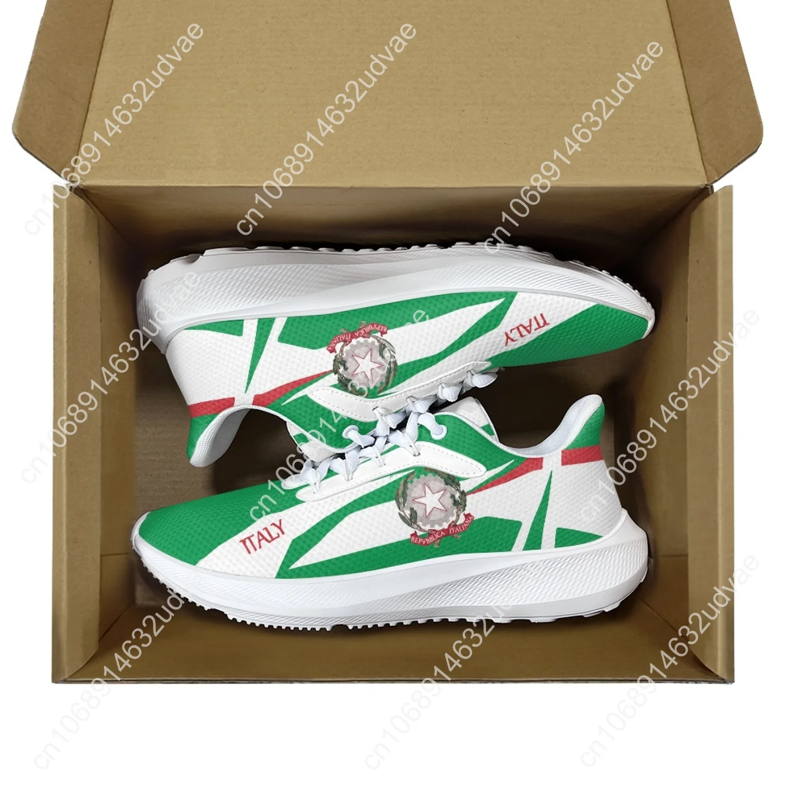 Green White Women's Sneakers Italy Flag Design Brand Summer Sneakers Lightweight Lace Up Casual Walking Shoes Flats