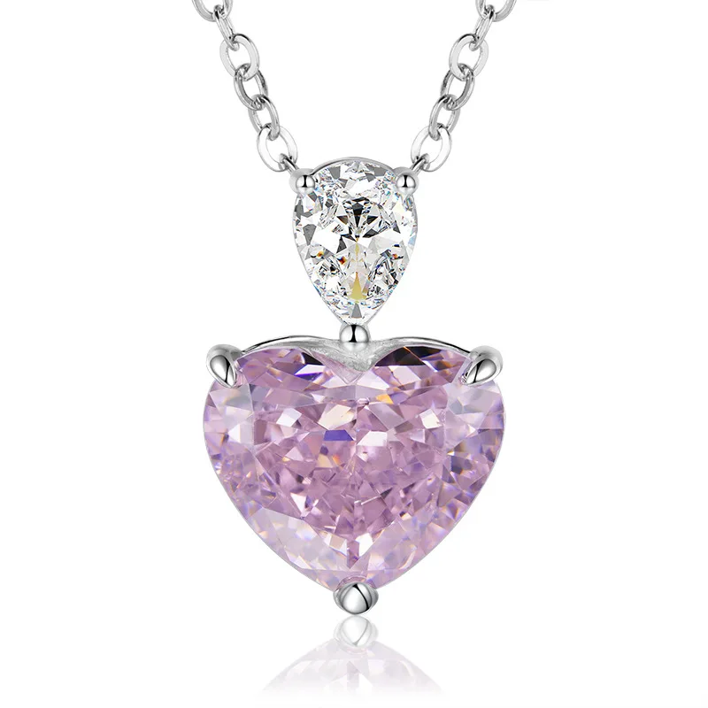 

2023 New Product: Simple, Cute, Sweet, and Love Peach Heart Simulated Diamond Pendant Necklace, Sparkling Birthday Gift