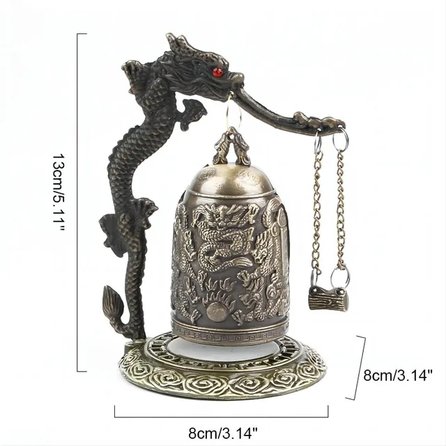 Campana Di Drago Feng Shui - Decorazione Bronzo Antico Per Fortuna E Meditazione - Foto 8