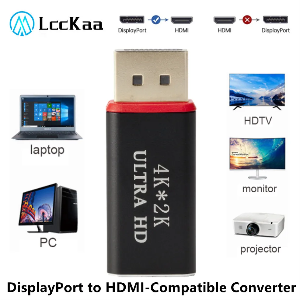 

LccKaa DisplayPort to HDMI-Compatible Adapter DP Male to HDMI-Compatible Female Video Audio Converter 4K 1080P for PC TV Laptop