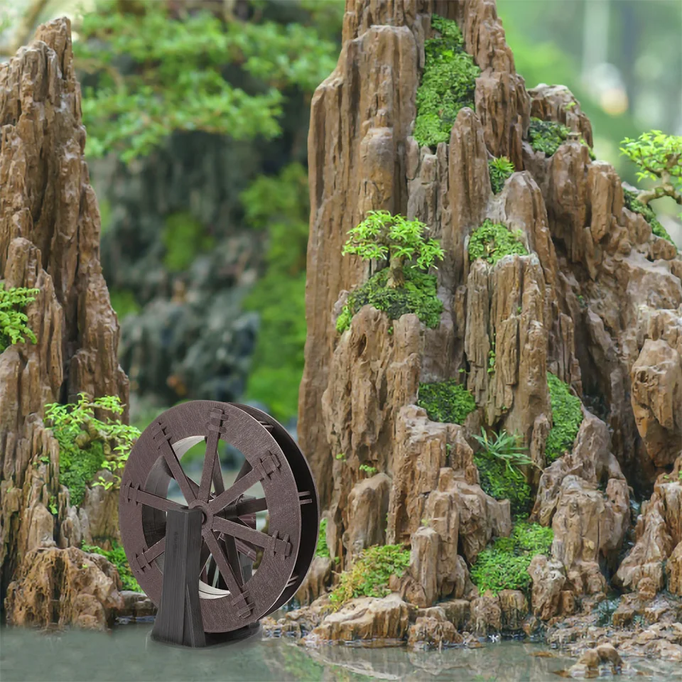 thumbnail: Milisten 2 Stuks Feng Shui Waterrad Decoratie – Voor Aquarium, Vijver Of Bonsai – Plastic Waterrad Model