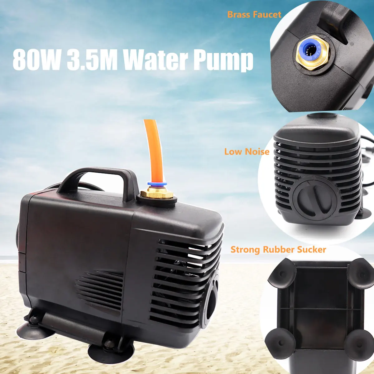 

80W 3.5M Submersible Water Pump 3500L/H for CNC Router CO2 Laser Engraving Cutting Machine 1.5KW/2.2KW Spindle Motor Cooling