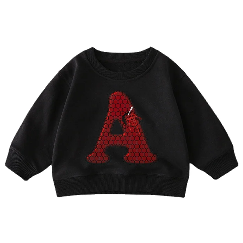 

Spiderman Children Sweatshirts Marvels Kids Clothes Letter A B C D Name Combination Kawaii Cartoons Pullover Girl Boy Sportswear