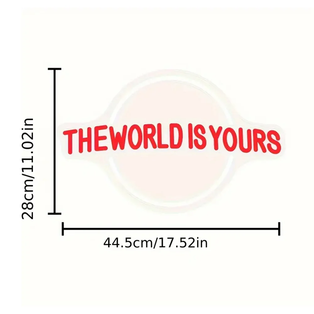 The World Is Yours Neon Sign-Acrylic Finish, Switch Control, Multipurpose USB Powered LED Light for Home, Bar, Wedding Decor