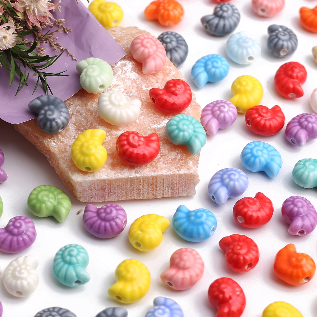 14pcs 혼합 달팽이 세라믹 비즈 도자기 루즈 비즈 쥬얼리 만들기 DIY 수제 귀걸이 목걸이 팔찌 액세서리