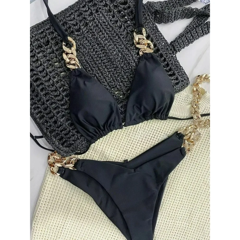New Sexy Bikini 2025 Triangle Bathing Suit for Women Brazilian  Bikini Set 2-piece Halter Swimwear Push Up Swimsuit