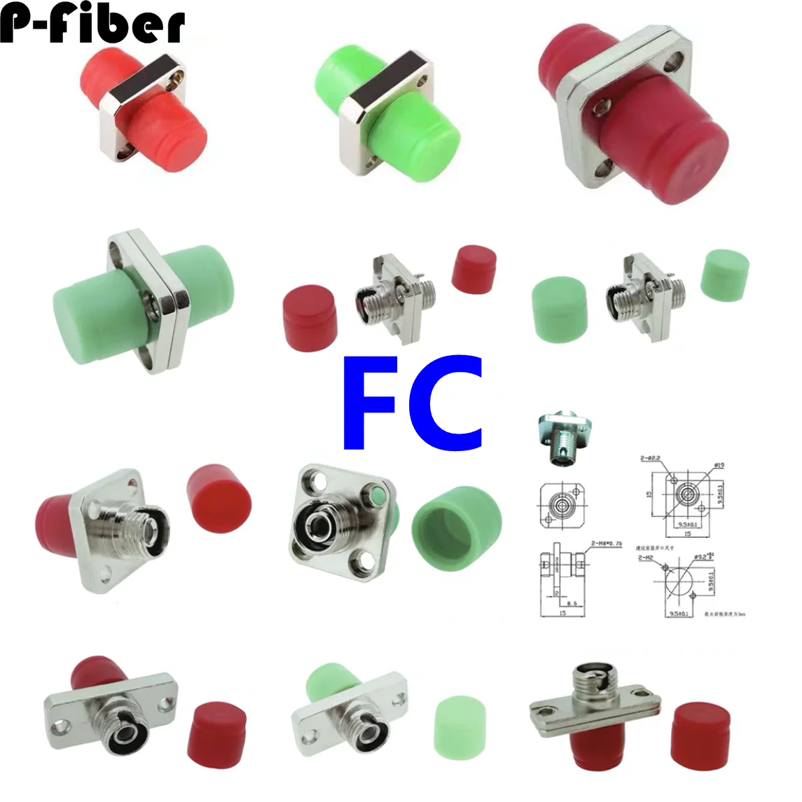 광섬유 플러그 연결 FC/APC 플랜지 커플러, 용접 SM MM 정사각형 직사각형 FTTHELINK, FC 어댑터 10 개