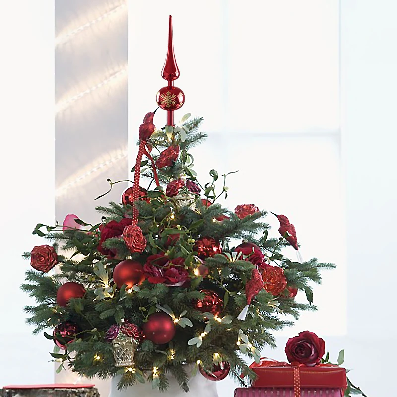 23cm Christmas Tree Topper Red Gold Silver Tip Shaped Ornaments Gourd Ball Hanging Pendant Xmas Decor for Home Navidad christmas tree decoration