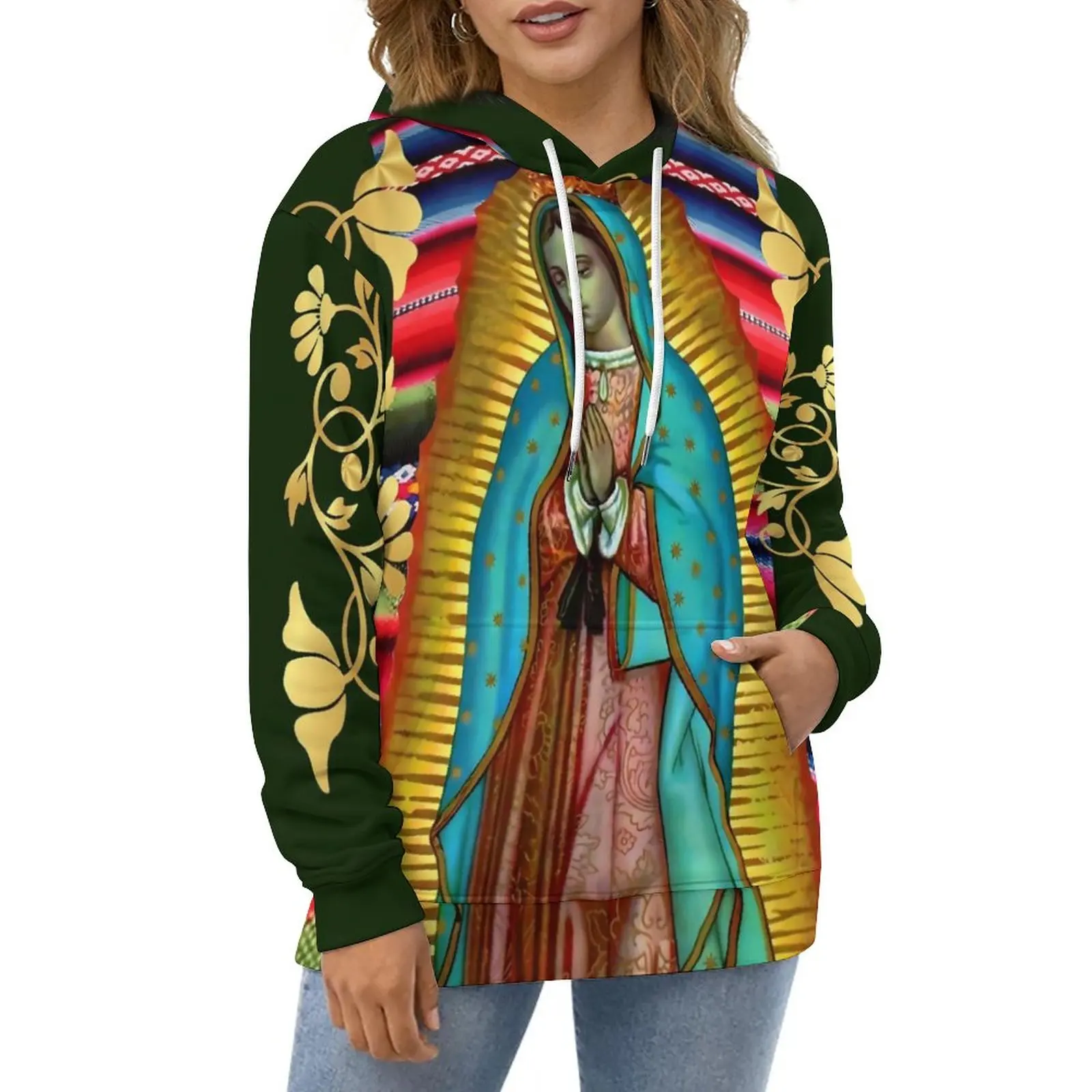 

Our Lady of Guadalupe Hoodies Virgin Mary Zarape Fashion Oversized Hoodie Unisex Long Sleeve Y2k Design Casual Sweatshirts