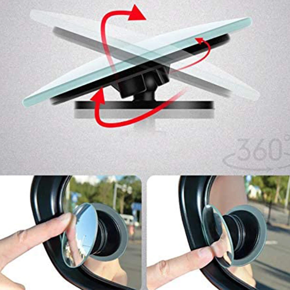 2PCS specchietto retrovisore convesso per auto regolabile a 360 gradi per parcheggio auto grandangolare specchietti senza montatura HD Blind Spot