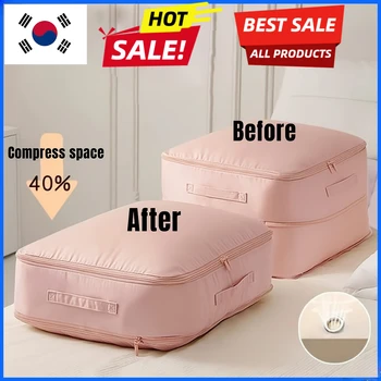 Heavy-Duty Self-Compressing Storage Bag - Portable Organizer for Clothes, Blankets & Quilts, Ideal for Closet Organization 1