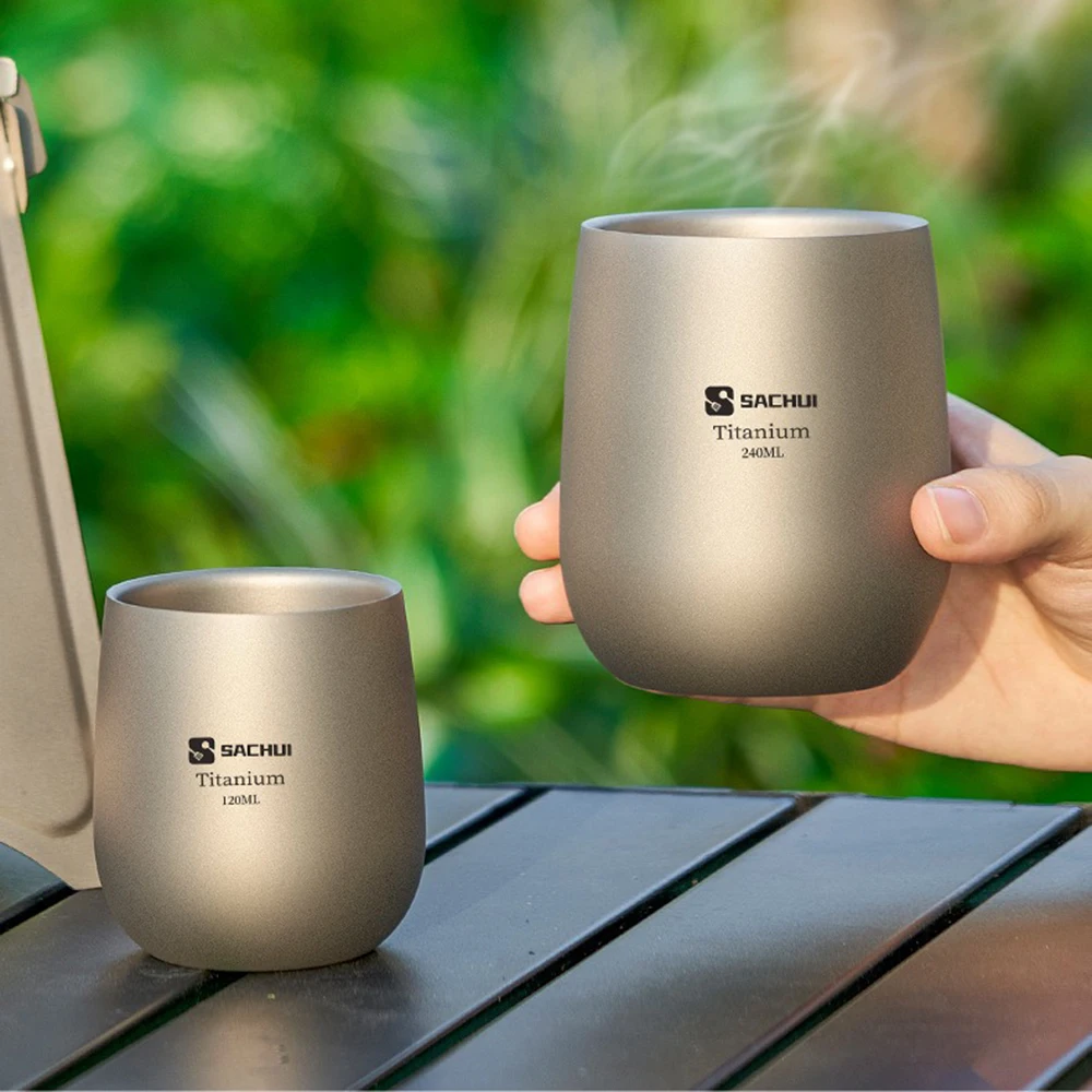 Description Picture 3 of itemPure Titanium Cup Double-layer Anti-scalding Camping Water Cup 120ml/240ml Outdoor Portable Coffee Cup for Camping Hiking Cool