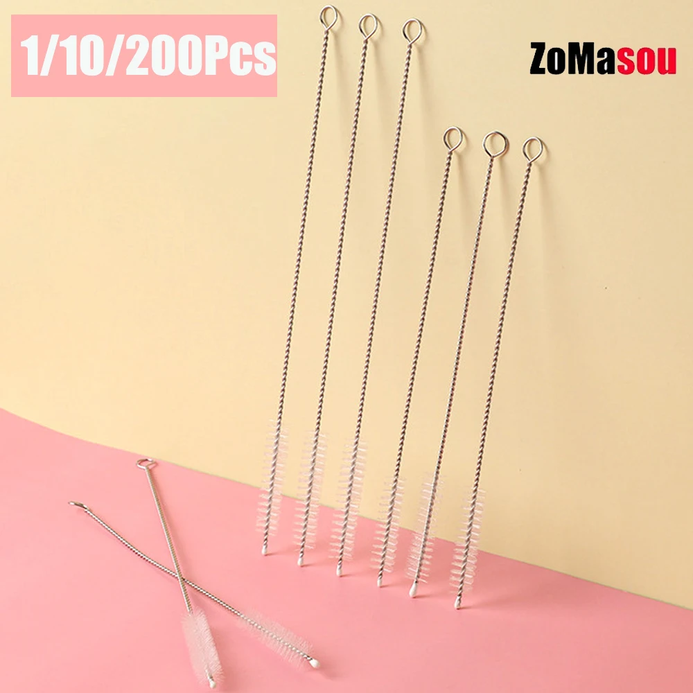 1-200Pcs Stainless Steel Straw Cleaning Brush Weed Pipe Cleaning Glass Hookah Smoking Cachimba Pipa Fumar Feeding Bottle Brush