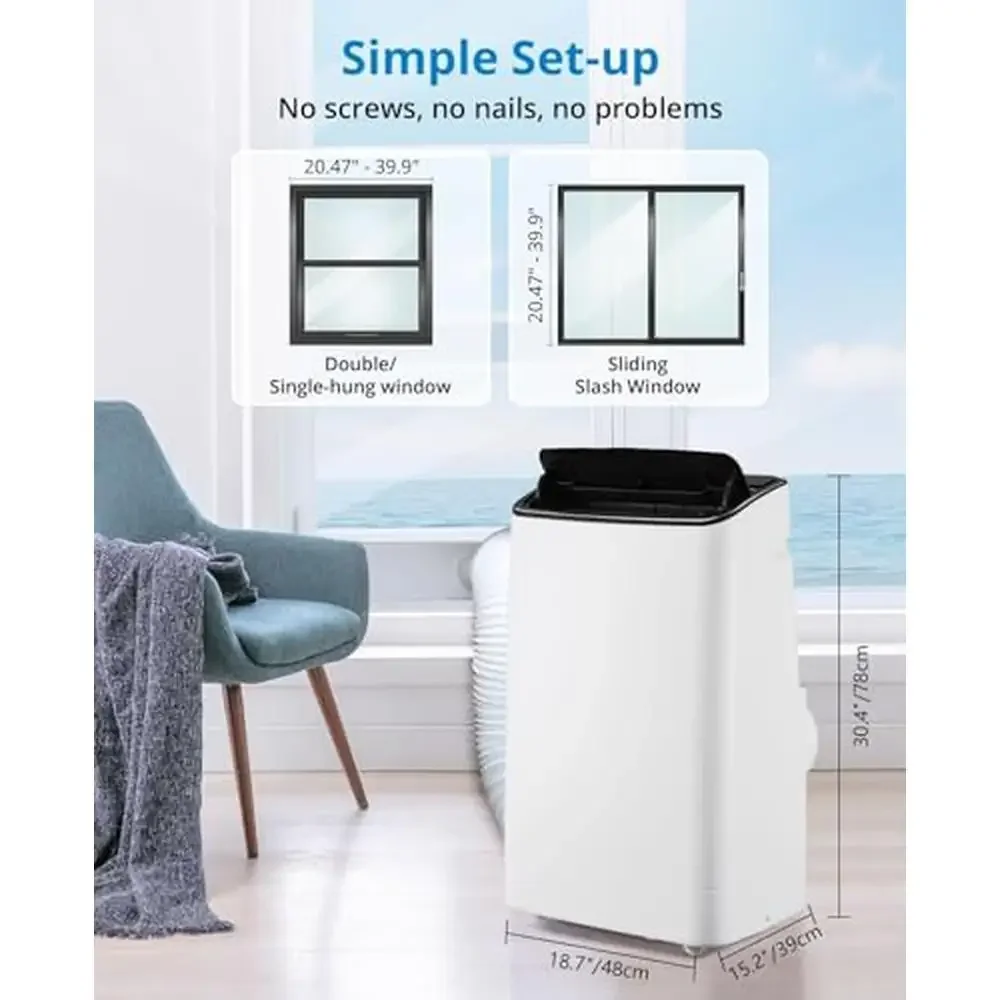 Portable Air Conditioner 14000 BTU Energy Efficient Cooling & Heating with Smart Remote Control Easy Install & Move Clean Air 6
