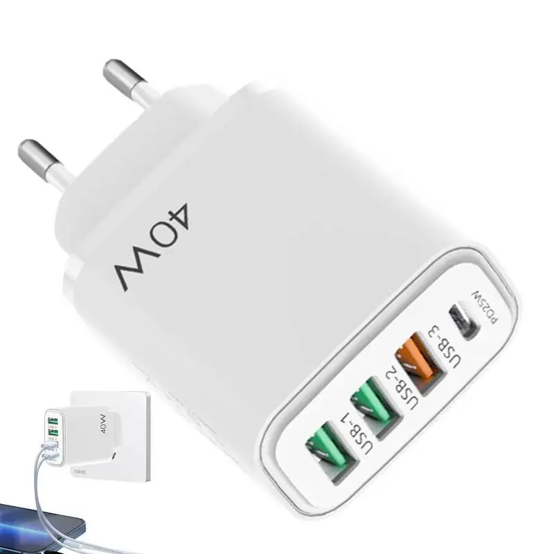 

USB C Fast Charger 40W Charging Block USB Wall Charger Portable Fast Charger Block 4 Ports USB Wall Charger Adapter For