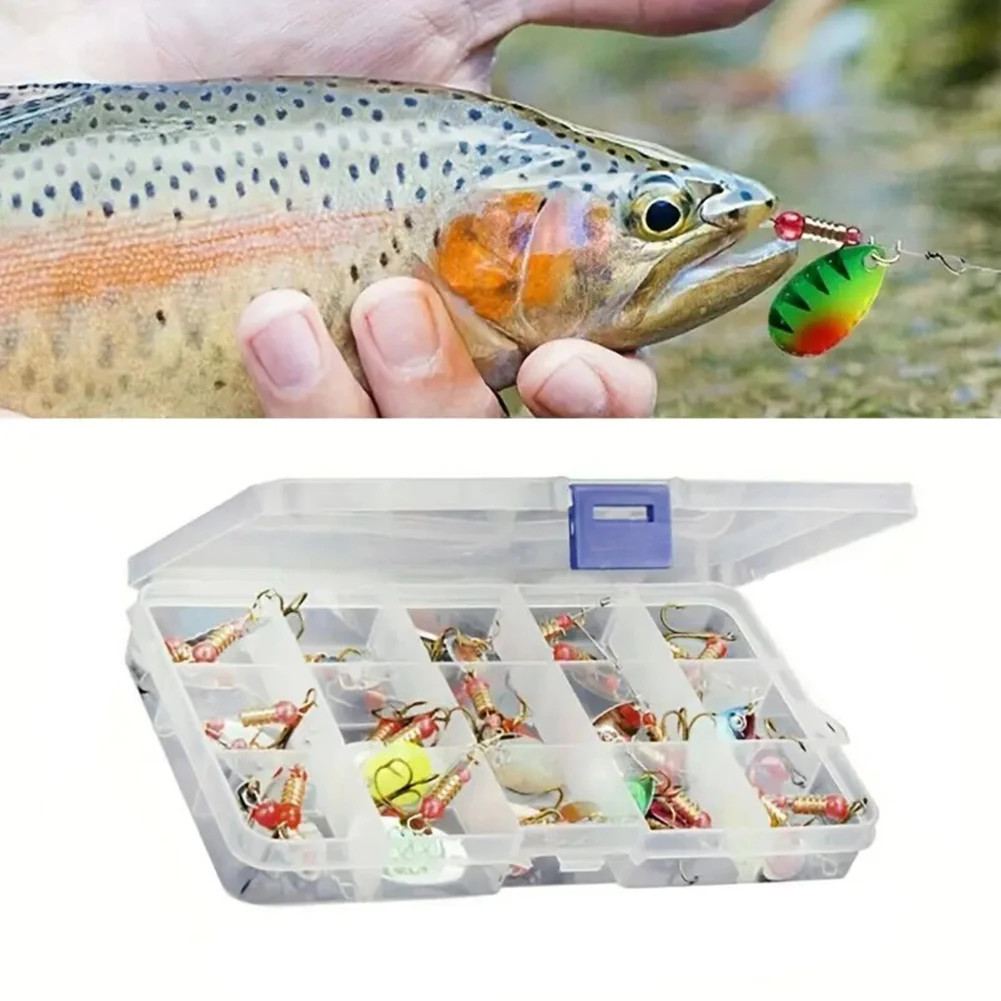30pcs Metal Spoon Spinner Fishing Lure with Treble Hook Fishing Wobblers Artificial Bait Hard Bait for Bass Trout Perch Pike