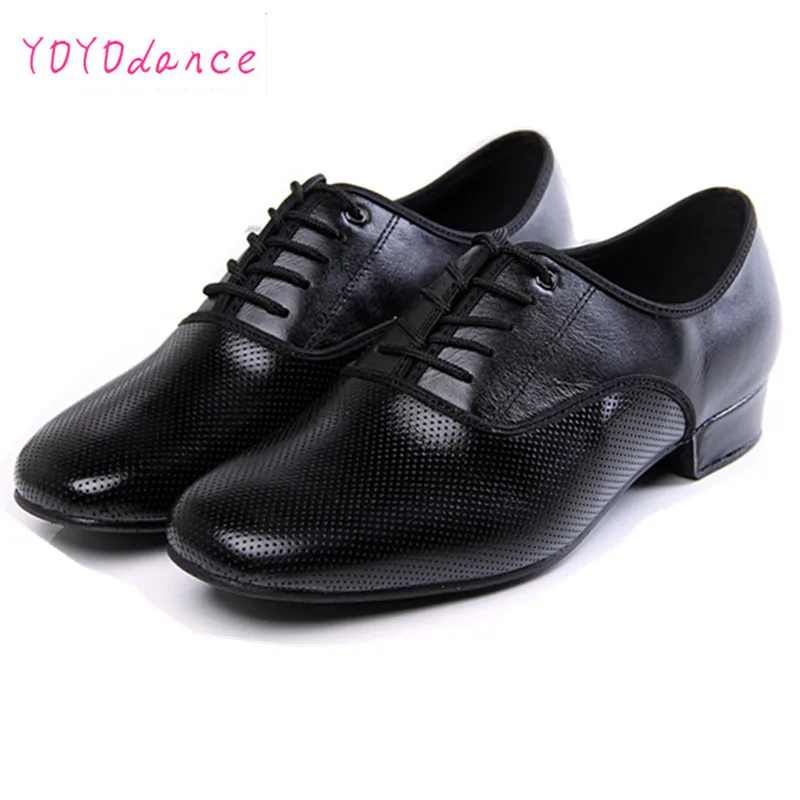 Dance shoes Leather Dance Shoes Men Sneakers Black Latin Ballroom Shoes Flat Heel Dance for Men Heel Plug Size Ballroom