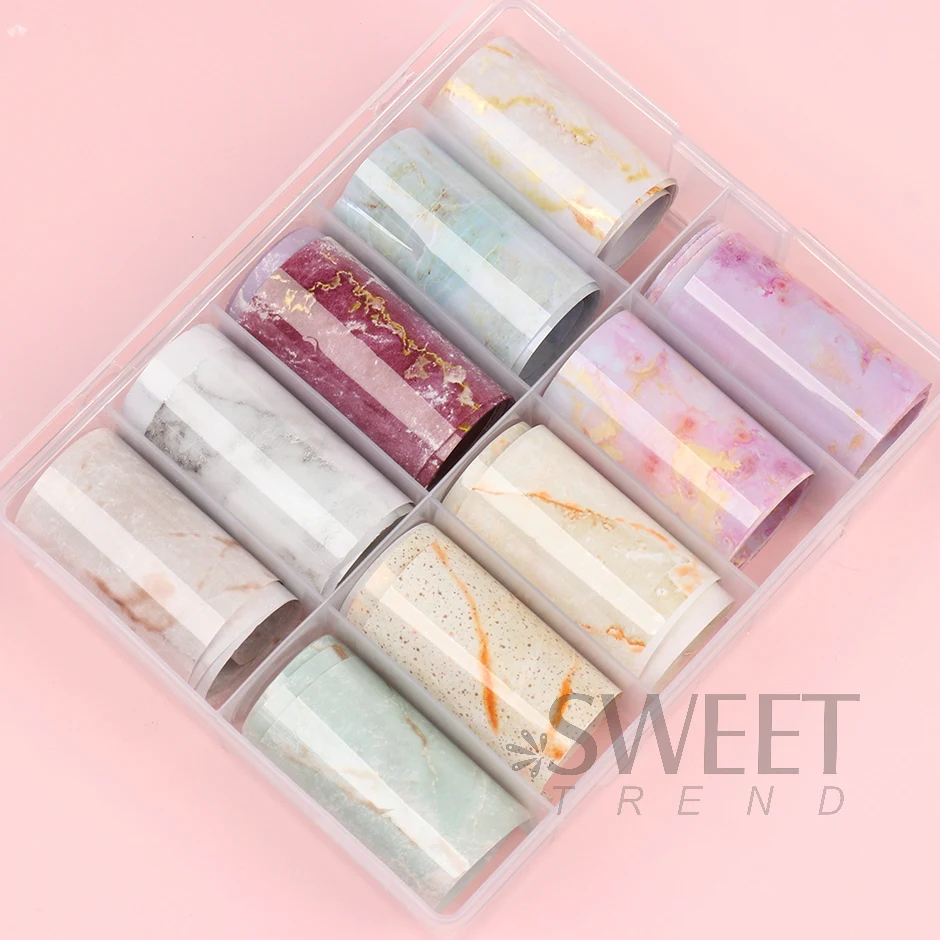 Bronzing Marble Nail Art Transfer Foils Blooming Ink Textured Starry Paper Summer Elegant Classic Decal Accessory Manicure Decor