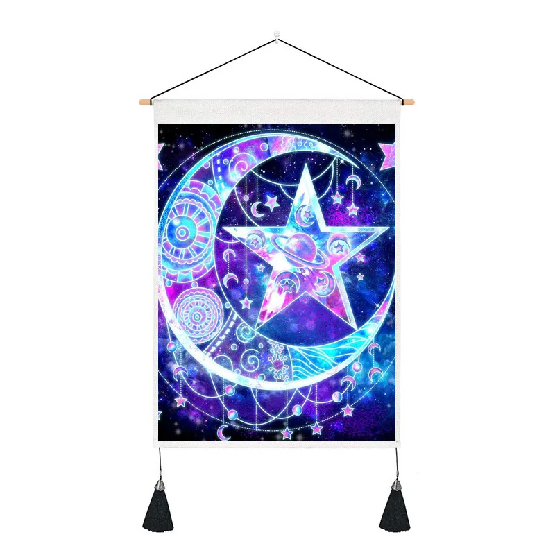 

Tapestry Moon Psychedelic Star Printed Astrology Tarot Hippie Wall Rugs Blanket Mandala Sun and Moon Hanging Cloth Room Decor