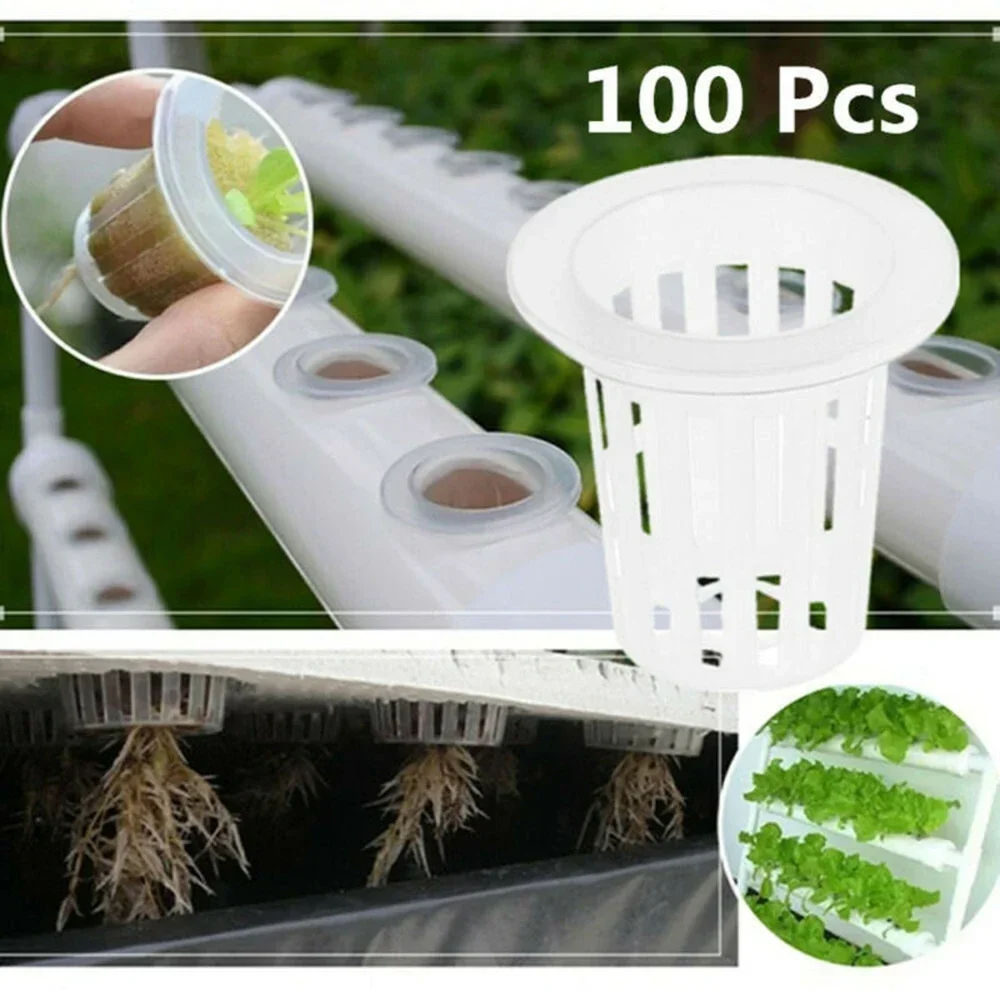 Hydroponic Basket Garden Vegetable Soilless Grow Net Pot Aeroponics Plastic Planting Mesh Pots 100pcs